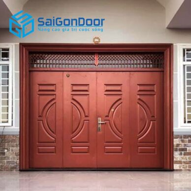 Cửa thép vân gỗ 4 cánh cửa chính